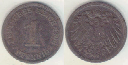 1903 A Germany 1 Pfennig A008952